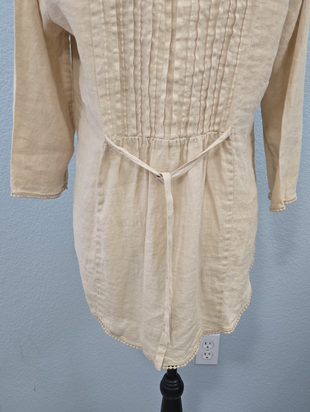CALYPSO ST BARTH Pintuck Peasant Tunic Henley Cotton Sz Medium Cotton - Picture 8 of 10